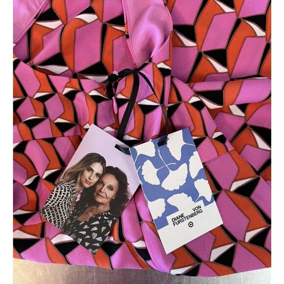 Diane von Furstenberg Pink Geometric Print Sleeveless Dress Recycled Polyester - Picture 9 of 10